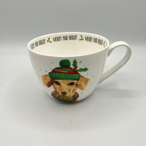 PORTOBELLO By DESIGN HOLIDAY MERRY & BRIGHT DOG Bone China